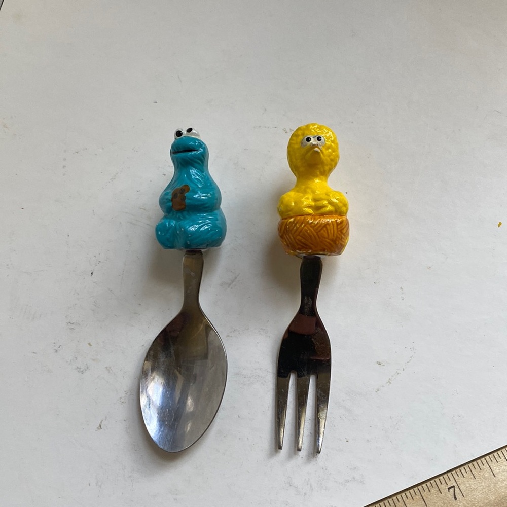 Vintage Sesame Street cutlery with ceramic handles